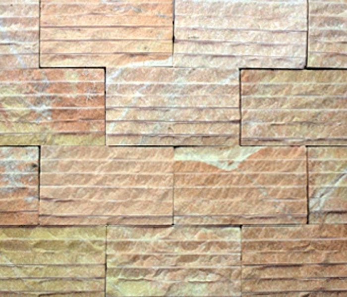 Đá chẻ sóng hồng tự nhiên ốp trang trí sân cổng tường rào DC-003P