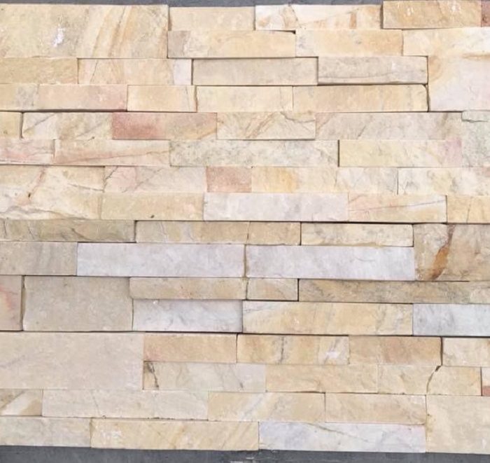 Đá ghép vàng tự nhiên ốp trang trí sân cổng tường rào DG-002Y