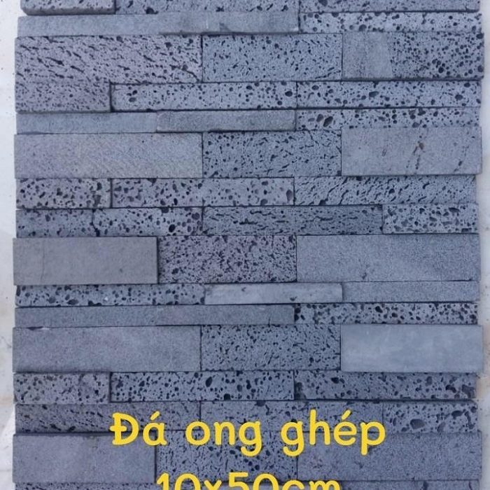 Đá ong xám ghép ốp tường, trang trí sân cổng, tường rào 10x50 HMDO-1050