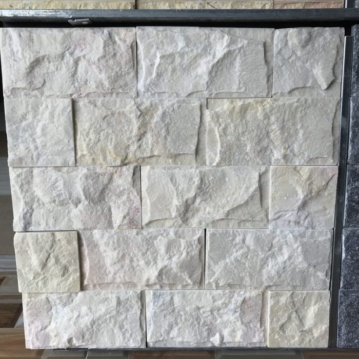 Đá bóc trắng tự nhiên ốp trang trí sân cổng tường rào DB-001W